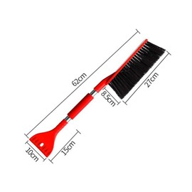 24 in Ice Scraper and Snow Brush Emergency Snow Shovel Snow Broom with Foam Grip Outdoor Snow Scraper for Cars Vehicle Windshield (Red)