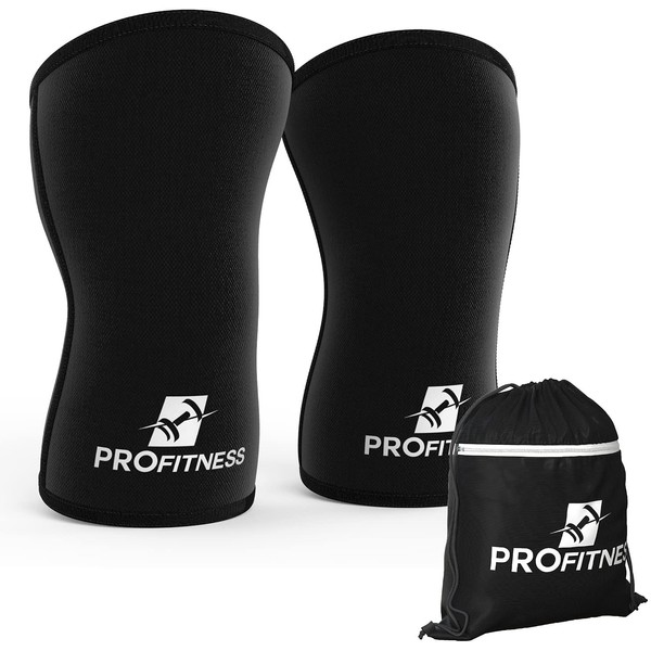 ProFitness 7MM Knee Sleeve (Pair) - Provides Ideal Supporter & Compression - Best for Squats, Deadlifts, Powerlifting, Weightlifting, Cross Training, Bodybuilding - for Both Men & Women