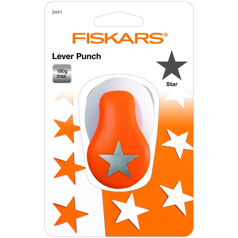 Fiskars Motive Lever Punch, Star, Diameter 2.5 cm, for Left