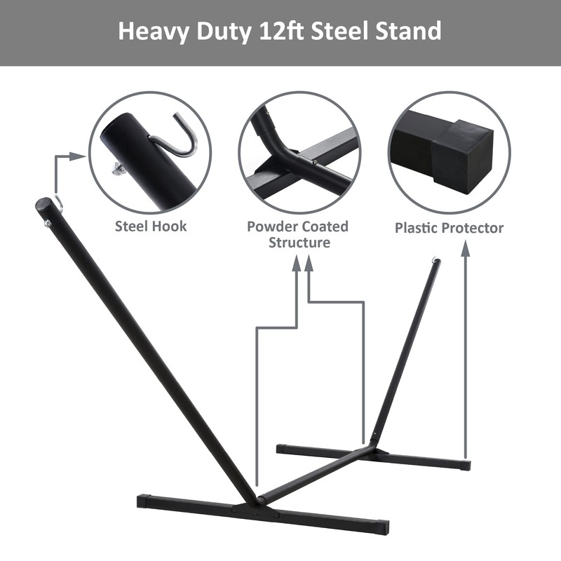 SUNCREAT Hammocks for Outside with Stand, Extra Large 2 Person