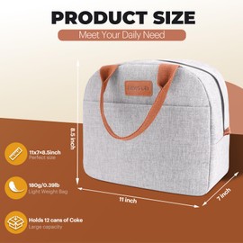EASYFUN Lunch Bag for Women & Men, Adult Insulated Leakproof Lunch Box Bags with Large Capacity, Cooler Tote Bag for Work/Travel/Office/Outdoor (Grey)