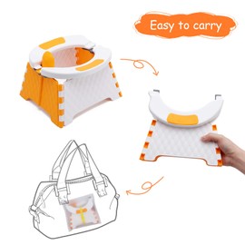 YUNHECAM Foldable Toilet Trainer for Kids Baby Potty Seat with Splash Guard Potty Seat for Indoor and Outdoor Car Travel Outdoor Camping (Orange)