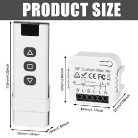 Wireless Roller Shutter Control Retrofit Set, Smart Blind Switch Compatible Wireless Switch 230 V for Roller Shutters, Awnings, Blinds, Consists of RF Remote Control + Receiver Module