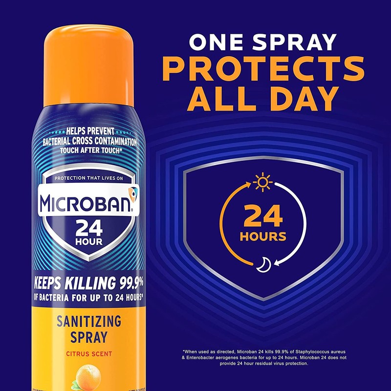 MICROBAN Disinfectant Spray, 24 Hour Sanitizing and Antibacterial Sanitizing Spray,