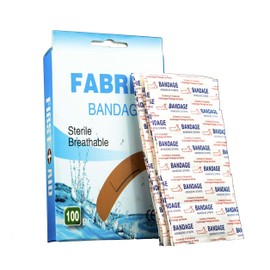 Band Aid Sterile 3/4" x 3" Flexible Fabric Self Adhesive Bandages with Non-Stick Pad for Wound Care and First Aid Skin Color Box of 200