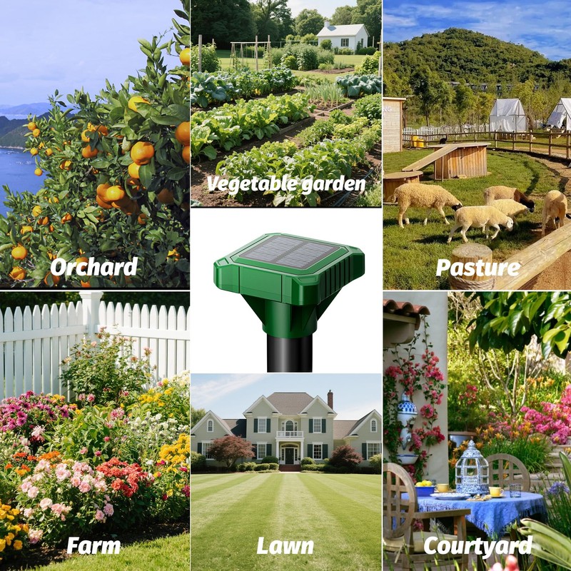 Solar Powered Mole Repeller Outdoor Vole Deterrent Gopher Repellent with