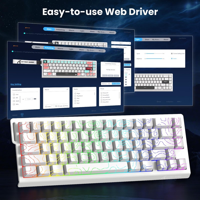 ATTACK SHARK X68 HE 8000Hz Rapid Trigger Keyboard, 0.01mm RT