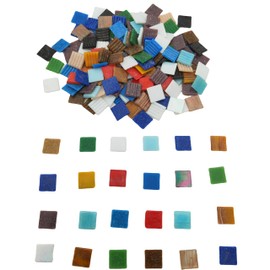 3/4 inch Quartz Glass Mosaic Tiles for Crafts, 1.1 LB, Square Mosaic Pieces for DIY Picture, Home Mosaic Decoration (Mixed Color)