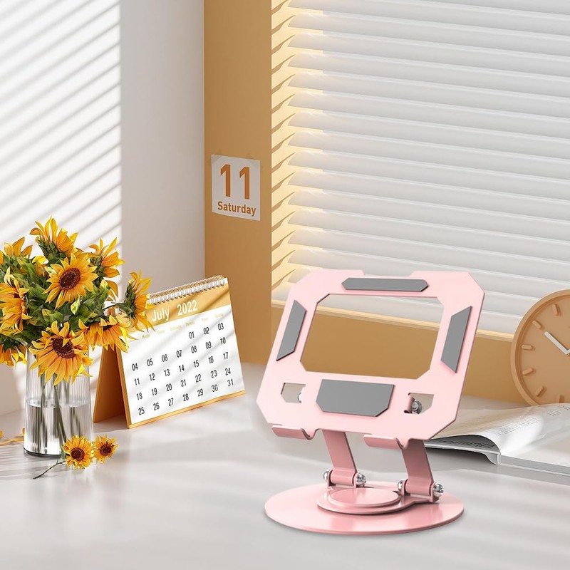 Tablet Desk Stand with 360° Rotating Base, Ergonomic Adjustable Notebook