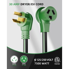 islewire 30-Amp 3-Prong Dryer EV Extension Cord, 25 Feet, NEMA 10-30P to 10-30R, 125V/250V Heavy Duty STW 10 Gauge, Waterproof, Perfect for Level 2 EV Charging and Dryer Power Extension, ETL Listed