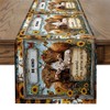 jejeloiu Highland Cow Table Runner, Cute Farm Animals Sunflower Kitchen