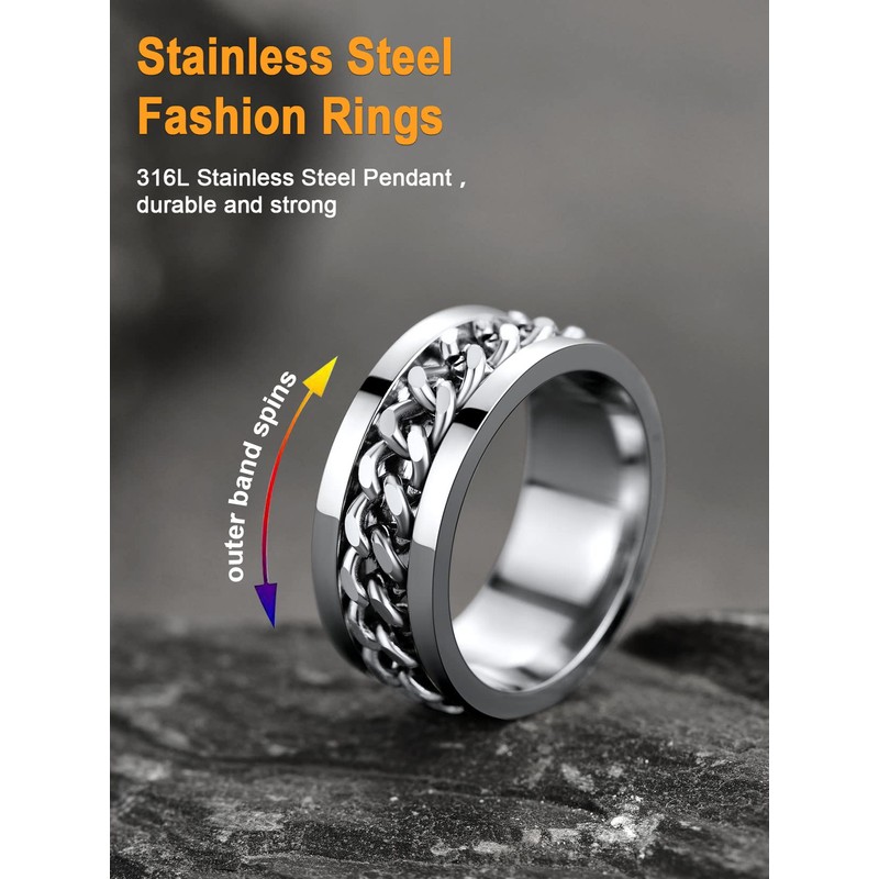 U7 Jewellery For Girls Worry Rings Aesthetic Stacking Fidget Ring