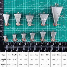 Dr.Fish 5 Pack Pyramid Sinkers Saltwater Lead Fishing Weight 1oz-32oz/2LB Triangle Surf Fishing Bank River Catfishing Pompano 8oz