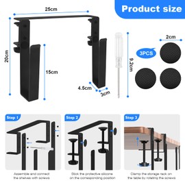 ZXShow Hanging Notebooks Desk Holder Adjustable Desk Side Laptop Mount Clamp on Laptop Stand with Anti Scratch Pads No DrillDesk Mount for Office Side