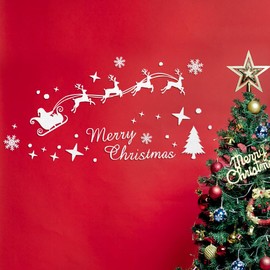 Christmas Acrylic Mirror Wall Decals Merry Christmas Words Stars 3D Mirror Wall Decor Stickers Xmas Acrylic Window Art Clings for New Year Holiday Winter Party Home Living Room Bedroom Wall Decoration