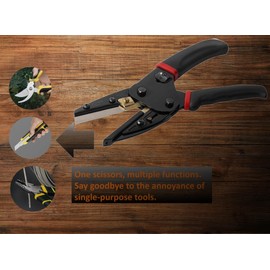 Multipurpose Heavy Duty Scissors All Purpose Utility Industrial Scissors - 6-in-1 Cutter with Safety Lock, Non-Slip Handle, and Thread Trimming - Perfect for Soft Pipe, Fibre, Wood, Iron Wire, Box
