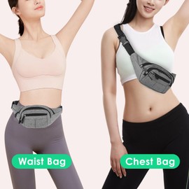 Adorila Crossbody Fanny Pack for Men Women, Sports Waist Bag with Adjustable Strap, Fashionable Belt Bag for Travel Hiking Cycling Running (Grey), Grey