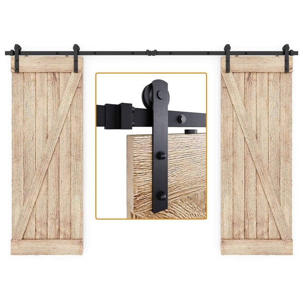 EaseLife 10 FT Double Door Sliding Barn Door Hardware Kit,Heavy