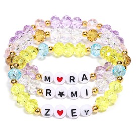AICase for Kpop Demon Hunters Merch Rumi Zoey Mira Inspired Crystal Bracelets 3 Pcs Stackable Stretch Friendship Beaded Bracelets for Huntrix k_pop Merchandise Jewelry Gifts for Fans_3082