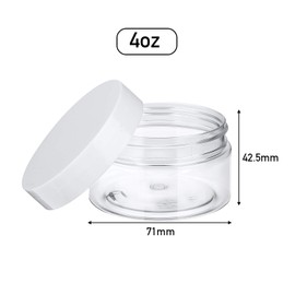 24 Pieces Empty Clear Plastic Jars with Lids Round Storage Containers Wide-Mouth for Beauty Product Cosmetic Cream Lotion Liquid Slime Butter Craft and Food (White Lid, 4 oz)