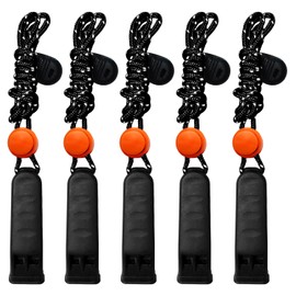 Amzonly Emergency Whistle, 120db Safety Whistle Survival Shrill Loud for Camping Hiking Hunting Boating Fishing Life Vest Jacket Rescue Signaling Kids Lifeguard 5 Pack- Black