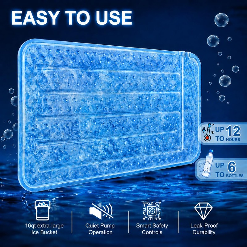Ice Therapy Machine with Universal Large Flat Pad, 16QT Quiet
