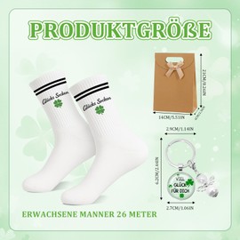 Set regalo portafortuna con calzini portafortuna, esame portafortuna, portachiavi a quadrifoglio e sacchetto regalo, buona fortuna per te, laurea, nuovo lavoro, idea regalo per donne e uomini