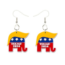 Trump 2024 Earrings Hypoallergenic Silver Plated Fishhooks Yazzle Dazzle Vote Voting Election President Democrat Republican Congress Senate White House