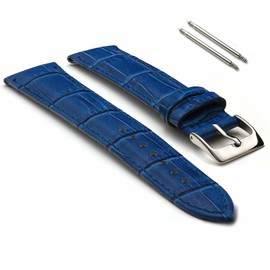 Panda Bobo Leather Watch Strap 22mm, Alligator Grain Leather Pattern, Traditional Spring Bar Universal Fitting (Light Blue)
