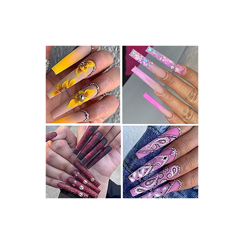 500 puntas de uñas postizas transparentes extra largas en forma