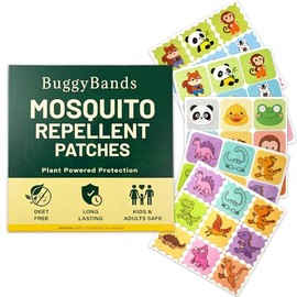 BuggyBands Mosquito Repellent Stickers for Kids & Family (432pcs) – Cute Animal & Dinosaur Designs, Plant-Based Essential Oils, DEET-Free – Fun Natural Mosquito Patches for Outdoor Activities
