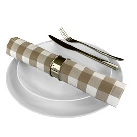 Premium Gingham Check Cloth Napkins by Carlo Lamperti Italy (Set of 4) 100% Cotton Taupe Plaid Napkins 20x20 Soft Durable, Cloth Dinner Napkins, Machine Washable, Table Linens Napkins