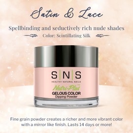 SNS Nail Dip Powder Gelous Color Dipping Powder - Scintillating Silk (Natural/Nudes, Pale Beige), SL03 - Long-Lasting Acrylic Nail Color & Polish Lasts 14 Days - Low-Odor, No UV Lamp Required, 1 Oz
