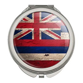 Rustic Distressed Hawaii State Flag Compact Travel Purse Handbag Makeup Mirror