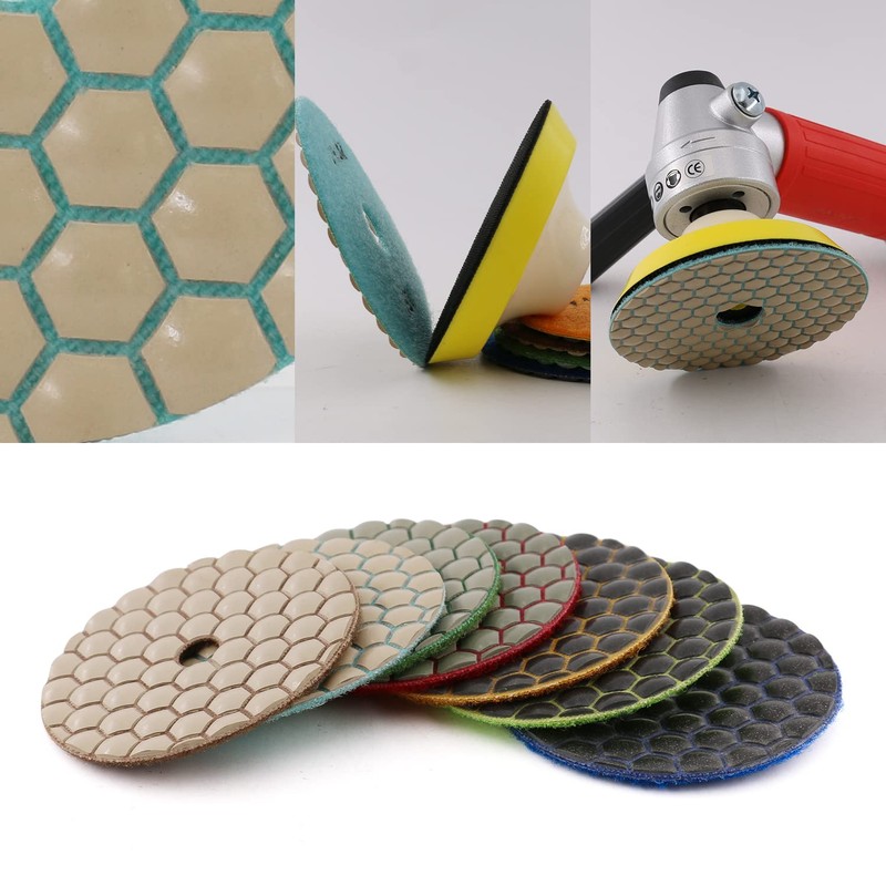 4" Dry Diamond Polishing Pads and Backer Pad - Sanding