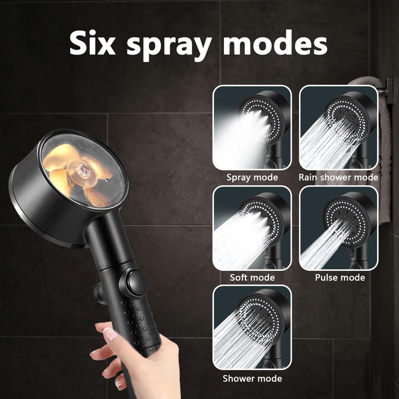 Shower Head, Water-Saving with Temperature Display, with Shower Holder and