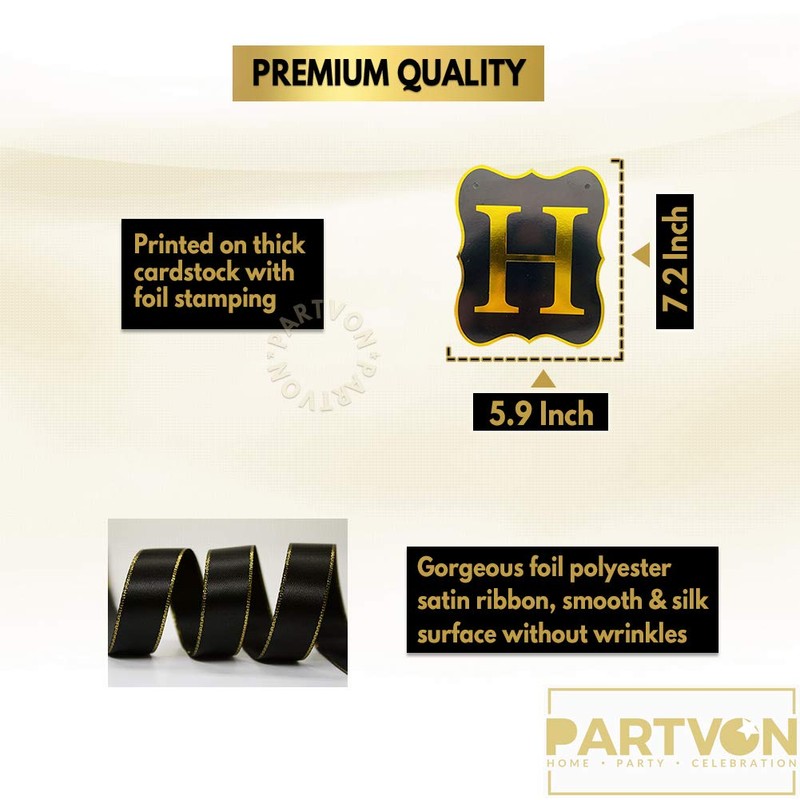 Black Gold Happy Birthday Banner, Premium Birthday Bunting Garland Decorations-