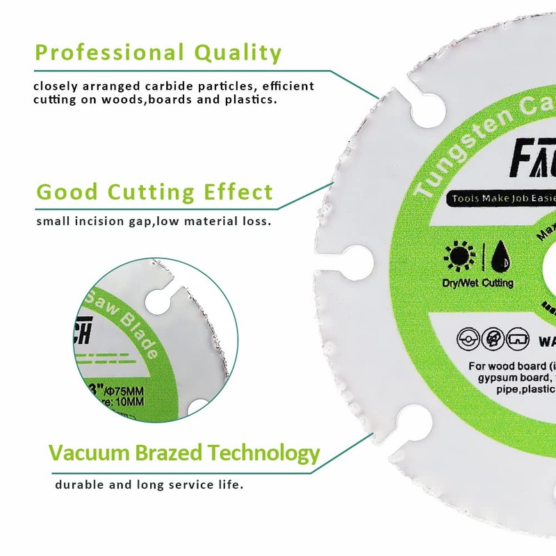 FACHLICH Carbide Wood Cutting Disc 3 Inch 2pcs 75mm for