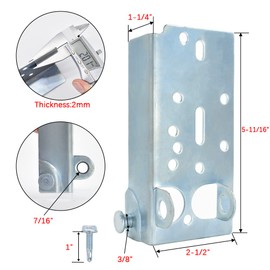 scottchen PRO Garage Door Bottom Lifting Brackets for 7/16in Stem Roller Left and Right with Bolts - 1Pair