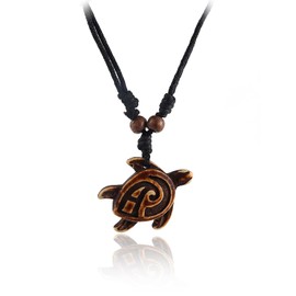 6pcs Artificial Bone Carving Sea Turtles Pendant Necklaces Set Hand Carved Adjustable Rope Cotton Yin Yang Hawaiian Surfer Natural Ocean Lucky Animals Amulet Jewelry for Women Men-6pcs A