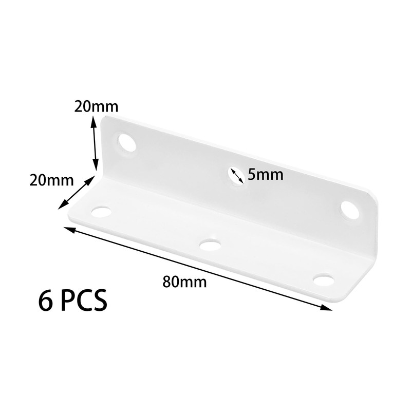 6 PCS Stainless Steel Corner Braces,L-Shaped Extended Fastening Brackets (White)