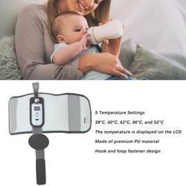 Calentador de Biberones Portátil, Calentador de Biberones Eléctrico 5 Configuraciones de Temperatura Pantalla LCD Calentamiento Rápido Calentador de Biberones de Leche de Viaje