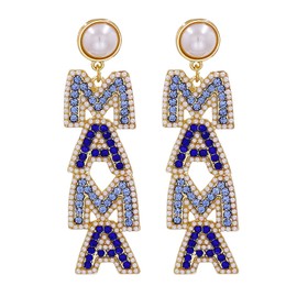 Elegantes arete largos de imitación con abalorio de vidrio de imitación para el día de la madre, cumpleaños, joyería dulce para mujeres y adolescentes, Metal, Metal