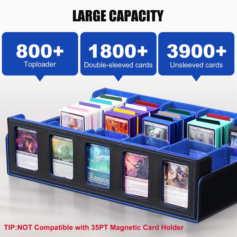 Trading Card Storage Box with Commander Display , 5-Row Deck