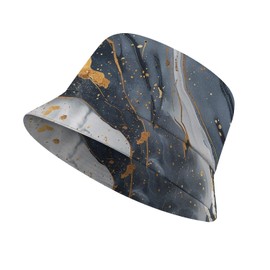 indokyeyqaz Black White Marble Bucket Hat for Men Women, Summer Vacation Outdoor Travel Reversible Double Side Beach Caps Fisherman Hat