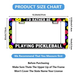 I'd Rather Be Playing Pickleball License Plate Frame Pickle Ball License Plate Frame for Car Decorative Parts License Plate for Standard Us Canada License Plate Holder Unisex