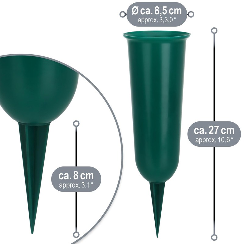 com-four® 4 x Grave Vases – Weatherproof Cemetery Vase 27