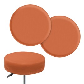 Wanyint Bar Stool Chair Cover Round Super Breathable Dark Orange Printed 14-16 Inch Saddle Stool Cover for 2 Chairs