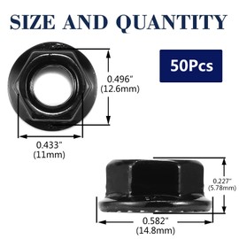 1/4-20 Serrated Flange Hex Lock Nuts 50Pcs 304 Stainless Steel 18-8, Full Thread, Hex Drive, Bright Finish, Black Oxide by SG TZH