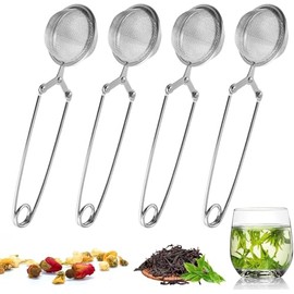 4Pcs Infusor de Té Acero Inoxidable con Asa, Filtro de Especias | Filtro de Té de Malla Fina Reutilizable, Hojas de Té Hierba Malla Filtro de Bola